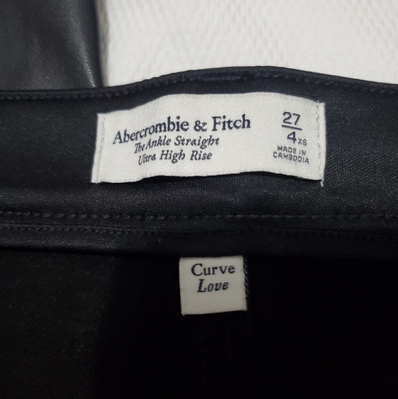 Abercrombie & Fitch Vegan Leather Ankle Straight Ultra High Rise Jeans 27 Waist - Picture 4 of 10